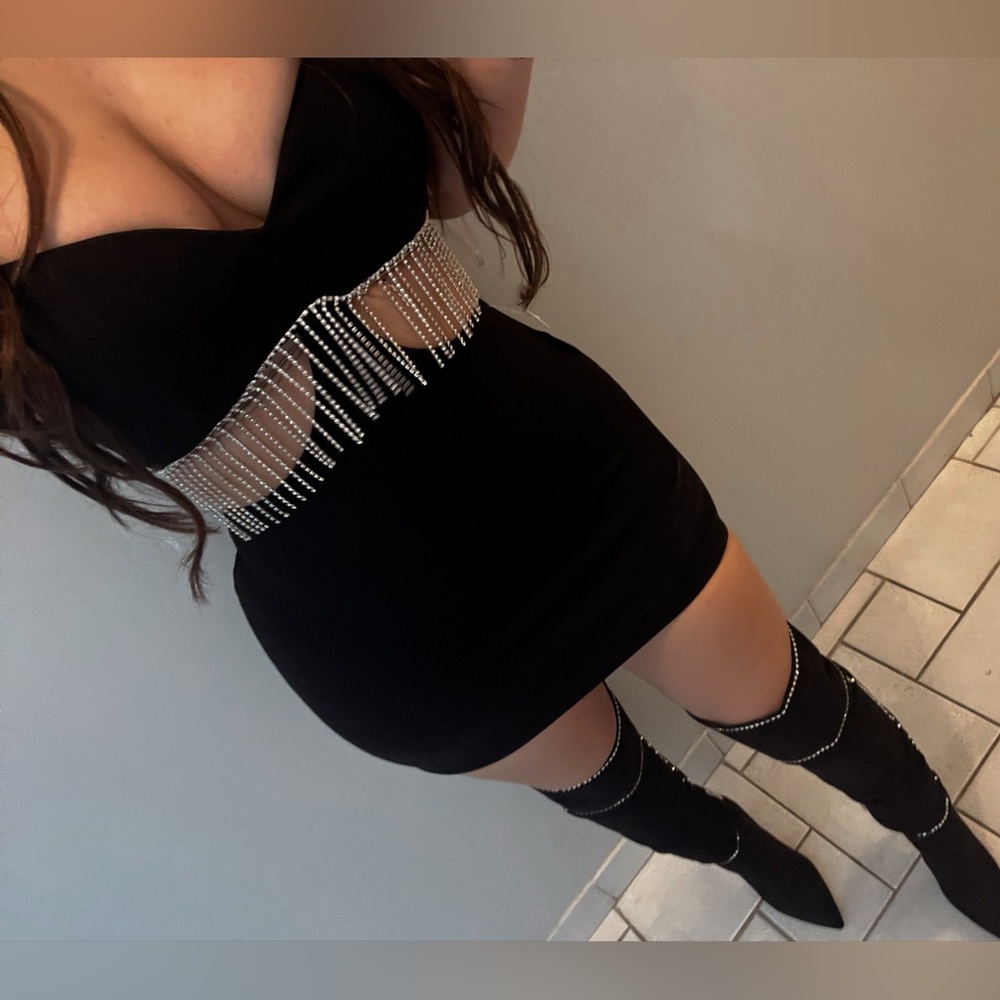 Black dress with diamonds